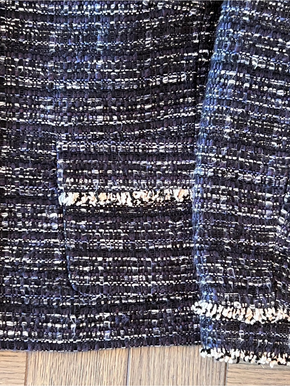 Ann Taylor Navy, Black, and Ivory Tweed Cropped Blazer - Picture 12 of 14